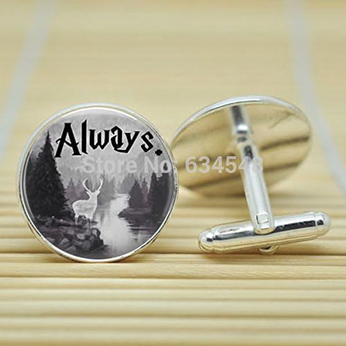 Pretty Lee Harry Potter Always In Silver Cufflinks Glass Cabochon Cufflinks C3566