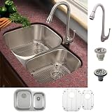 Ticor Stainless Steel Kitchen Sink and Brushed Nickel Pull-out Kitchen Faucet Combo