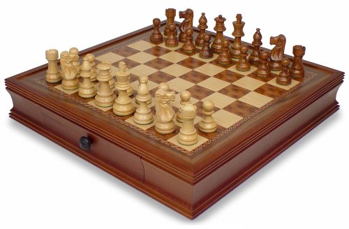 French Lardy Staunton Chess Set in Golden Rosewood & Boxwood with Walnut Chess Case - 3.25" King On Sale