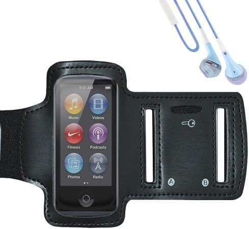Active Sport Armband Case for Apple iPod Nano 7 (Black) + Blue VanGoddy Headset With MIC