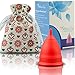Athena Menstrual Cup - #1 Recommended Period Cup Includes Bonus Bag - Size 2, Solid Red - Leak Free Guaranteed!