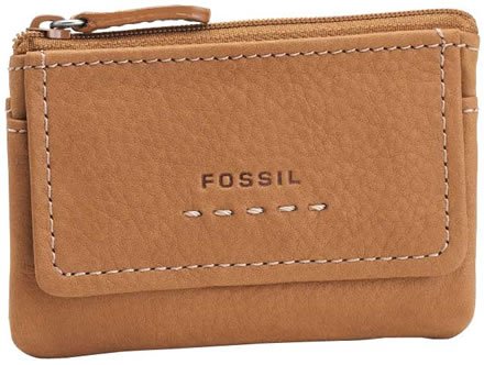Click here to buy Fossil Womens Leather Coin Purse - Pop Stitch Key Coin Purse (Color: Saddle) by FOSSIL.