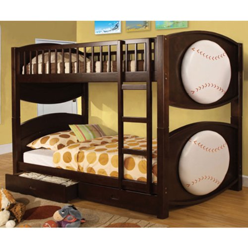 Olympic Baseball Theme Duo Twin Size Bunk Bed w/ Drawers Best Deals Toys