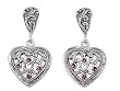 Sterling Silver Earrings with Marcasite and Amethyst CZ - 31mm