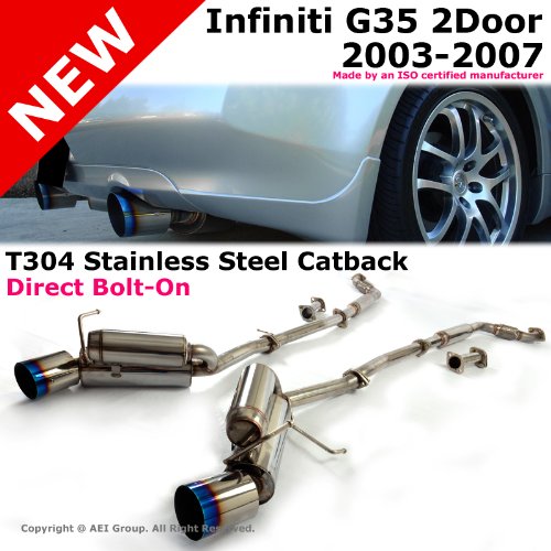Infiniti G35 0307 Coupe Burn Tip T304 Stainless Steel Catback Exhaust