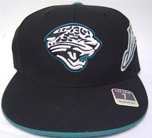 Size 7 3/4 Black NFL Jacksonville Jaguars Fitted Flat Bill Cap / Hat