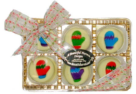 Mitten Themed Belgian White Chocolate Covered Oreo