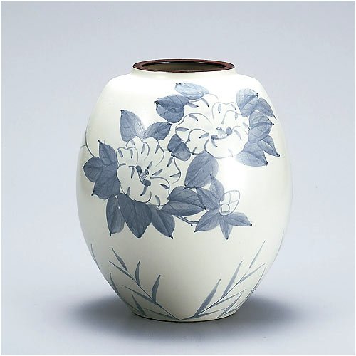 九谷焼 8.5号花瓶 山茶花 【陶器,花器,フラワーベース】 