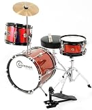 Red Childrens Drum Set Junior Kids Complete Kit with Cymbal Stool and Sticks