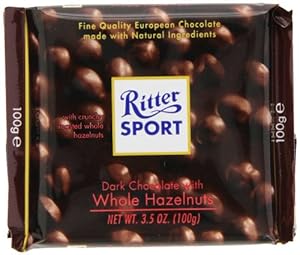 Ritter Sport, Dark Chocolate with Whole Hazelnuts, 3.5-Ounce Bars (Pack of 10)
