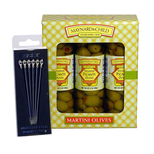 Gift Pack of Picante Stuffed Martini Olives - Martini Picks included