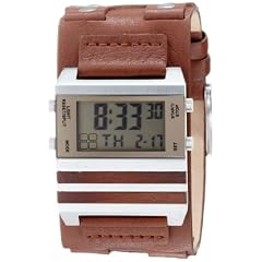Fossil Herren-Armbanduhr Digital Leder braun Fuel Trend JR9748