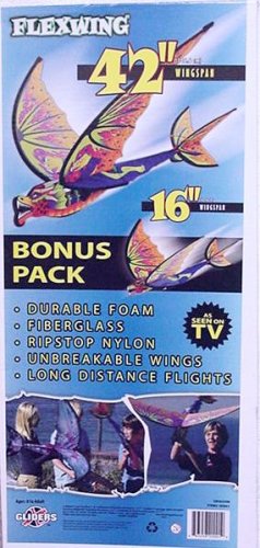 Childrens Toyshop  Toys : TWO (2) FlexWing Gliders: Dragon - 42 inch and 16 inch  BONUS PACK.