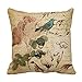 HLPPC Vintage Rose Scripts Bird Floral Fashion Polyester Pillowcase Pattern Cotton Pillowcase 18 x 18 Inches