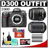 Nikon D300 Digital SLR Camera + Nikon 18-55mm II f/3.5-5.6G AF-S DX ED Zoom Lens + Nikon 55-200mm f/4-5.6G AF-S ED DX VR Zoom Lens + 8GB CF Memory Card + Spare EN-EL3e Battery + Cleaning Kit (Camera & Lens Refurbished by Nikon U.S.A.)