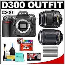 Nikon D300 Digital SLR Camera + Nikon 18-55mm II f/3.5-5.6G AF-S DX ED Zoom Lens + Nikon 55-200mm f/4-5.6G AF-S ED DX VR Zoom Lens + 8GB CF Memory Card + Spare EN-EL3e Battery + Cleaning Kit (Camera & Lens Refurbished by Nikon U.S.A.)