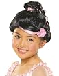 Black Up-Do Wig with Flower - Child Std.