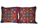 2 Dark Red Kashmir Floral Cotton Embroidered Decorative Accent Pillows Case 16"