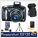 Canon Powershot SX120IS 10MP Digital Camera with 10x Optical Images Stabilized Zoom and 3-inch LCD Bundle w/ 8GB SD Memory, Card Reader, Case, 4AA and Charger, Tripod, LCD Protectors and Lens Cleaning Kit