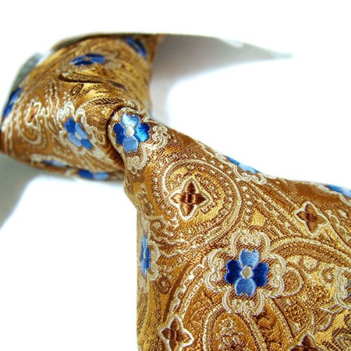 Towergem 100% silk Tie mens Necktie,Golden Floral Style