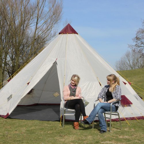 Skandika Zelt Tipii 300, beige/burgundy, 550 x 550 cm