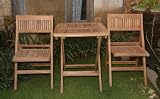 Premium Teak Windsor 24 Teak Folding Table Plus 2 Windsor Folding Chairs by Anderson Teak