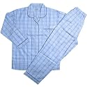 レディース シャツパジャマ 綿100%シルクタッチ チェック柄×花柄 前開き長袖パジャマ上下(女性用)M L