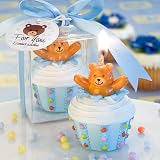 Teddy bear-inspired delectable blue cupcake candles (Set of 32)