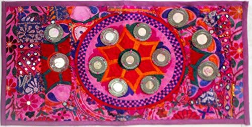 Indian Handmade Hand Embroidered Wall Hanging Mirror Work Banjara Tapestry Decoration Creative Art