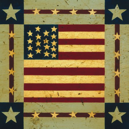 Warren Kimble - Square Flag, Size: 24 x 24 Matte Finish