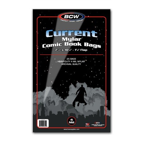 (100) Current Age Archival Mylar 4 Mil Polyester Comic Book Bags By BCW