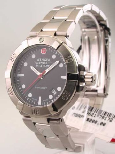 Wenger Ladies' SeaForce Swiss Military Watch - Battalion III Diver Balck Dial & Stainless Bracelet Watch