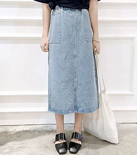 (ALLURE) デニム スカート ペンシル ロング タイト ライトブルー AF0510