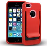 iPhone SE Case, iPhone 5S Case, iPhone 5 Case, CellJoy [Slim Clip] (Red) Protective Hybrid Armor TPU Phone Cover Skin with Belt Clip / Credit Card / Money Clip