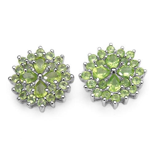 3.45 Carat Genuine Peridot Rhodium Earrings