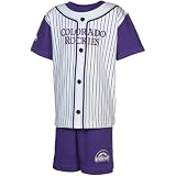 MLB Infant/Toddler Boys' Colorado Rockies Screen Print Short Set (Purple, 4T)