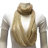 Beige Lacy Sheer Light Ring Infinity Scarf