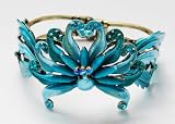 Elegant Turquoise Blue Enamel Paint Crystal Rhinestone Peacock Bracelet Bangle