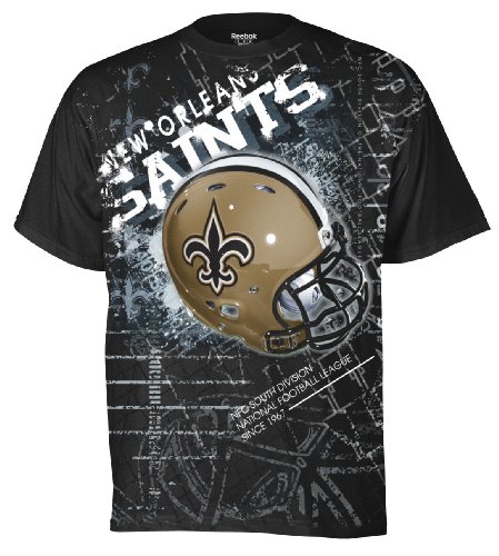 NFL Men's New Orleans Saints Helmitude Tee (Black, Large)
