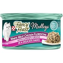 Purina Fancy Feast Wet Cat Food, Elegant Medleys ,White Meat Chicken Florentine with Garden Greens in a Delicate Sauce, 3-Ounce Can, Pack of 24
