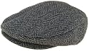 Scala Wool Tweed Ivy Scally Cap Black Herringbone Winter Fitted Irish Flat Hat