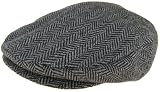 Scala Wool Tweed Ivy Scally Cap Black Herringbone Winter Fitted Irish Flat Hat