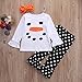Little Girls Christmas Snowman Top and Polka Dot Ruffle Leggings Outfit