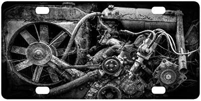 Gear Mechanical Steel art Strong And Durable Aluminum Car Metal License Plate Frame for Women/Men Four Holes Tag 12" X 6"