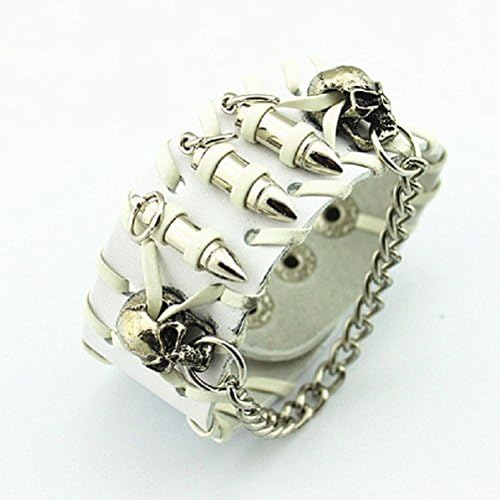 CSG Punk Rock Scene Accessories Bullet Skull Pu Leather Bracelet