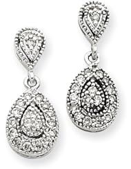 14k White Gold G-H SI2 Diamond Diamond Vintage Earrings. Carat Wt- 0.33ct