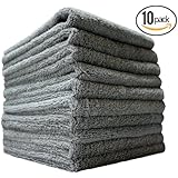 (10-Pack) THE RAG COMPANY 16 in. x 16 in. Professional Edgeless 365 GSM Premium 70/30 Blend METAL POLISHING & DETAILING Microfiber Towels "The Miner"