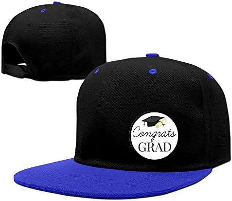 HIPOP Congrats Grad Graduation Grift Contrast Color Snapback Baseball Cap With RoyalBlue