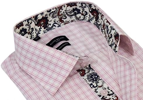 Rosso Milano Men's Modern Fit Plaid Dress Shirt