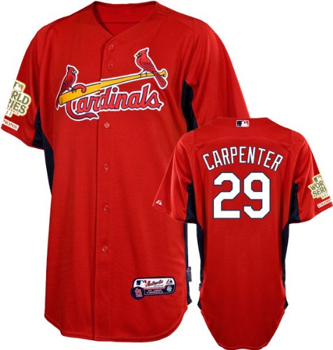 Chris Carpenter Jersey: St. Louis Cardinals #29 Scarlet Authentic Cool Baseâ„¢ On-Field Batting Practice Jersey with 2011 World Series Champions Patch